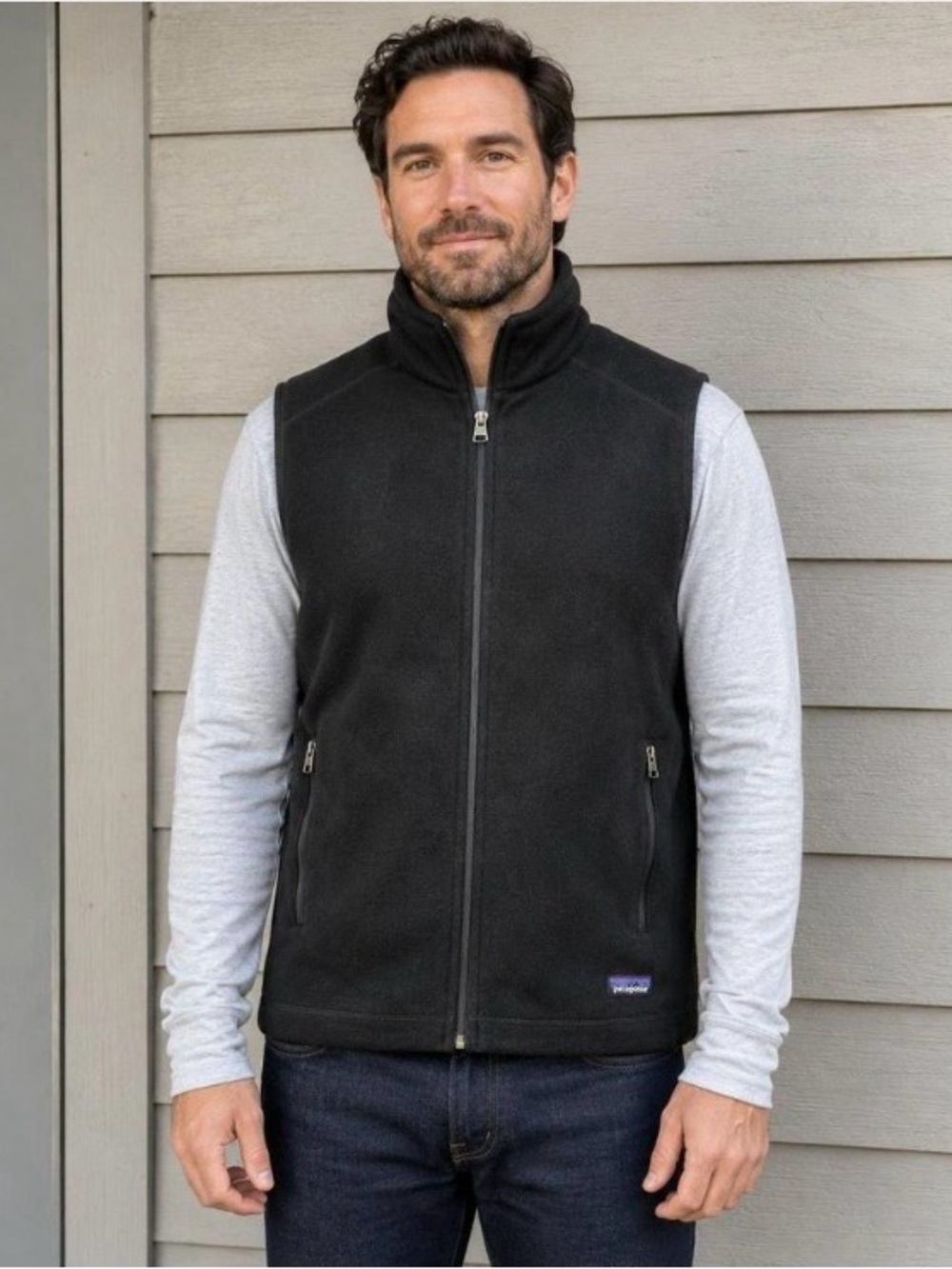Patagonia synchilla fleece vest Black Size L Black Men's Full-Zip Fleece layerin